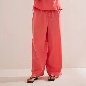 Free People Wide Leg High Rise Pants Size XL Coral Pull On Elastic Waist Casual